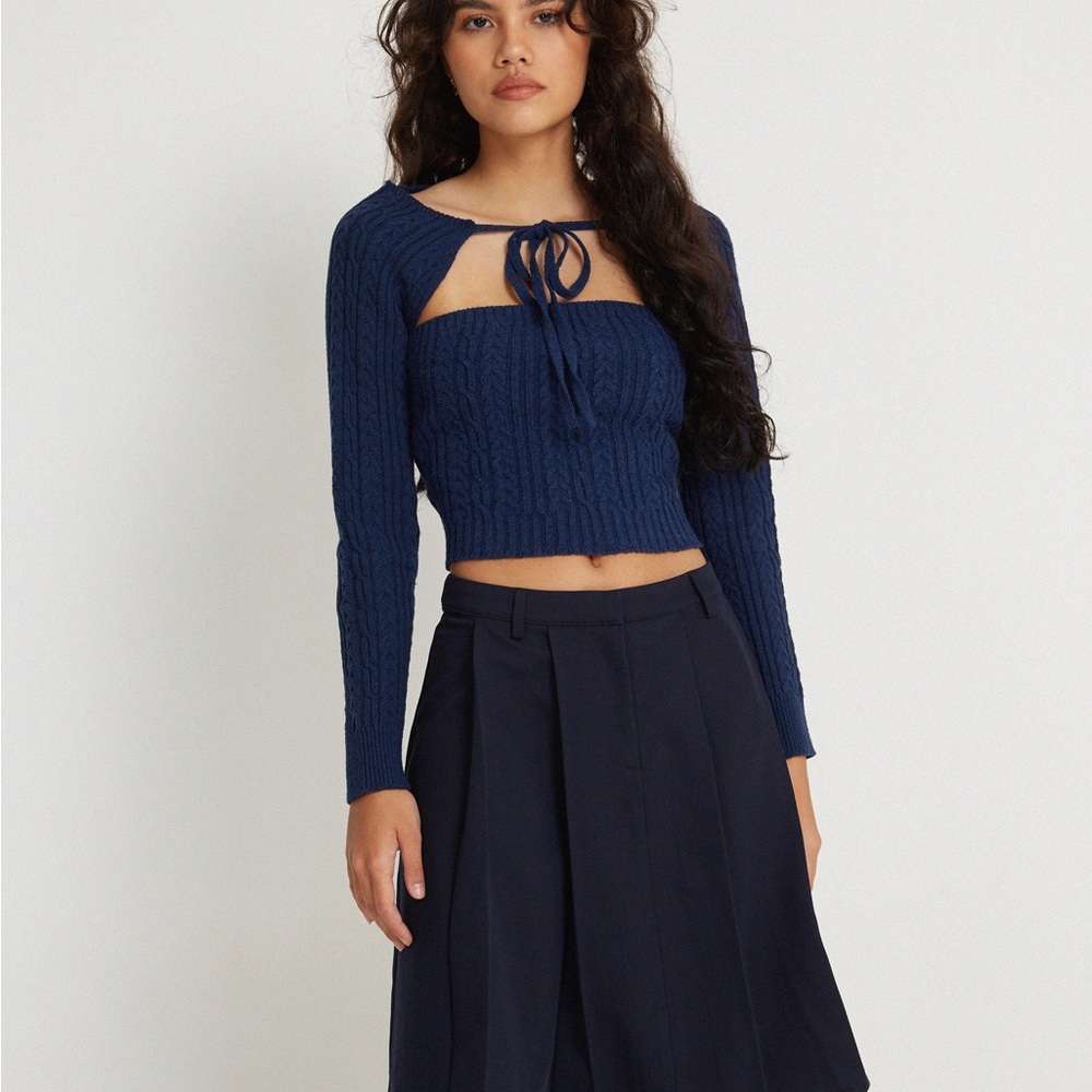 Motel Rocks Deep Blue Knit Crop Top
